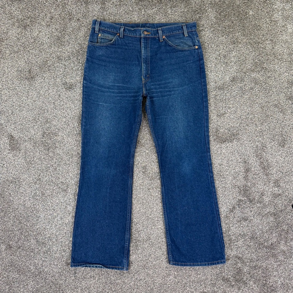 Vintage Levis 517 Orange Tab Denim Jeans Mens 40x32 USA Made Blue Bootcut 1993